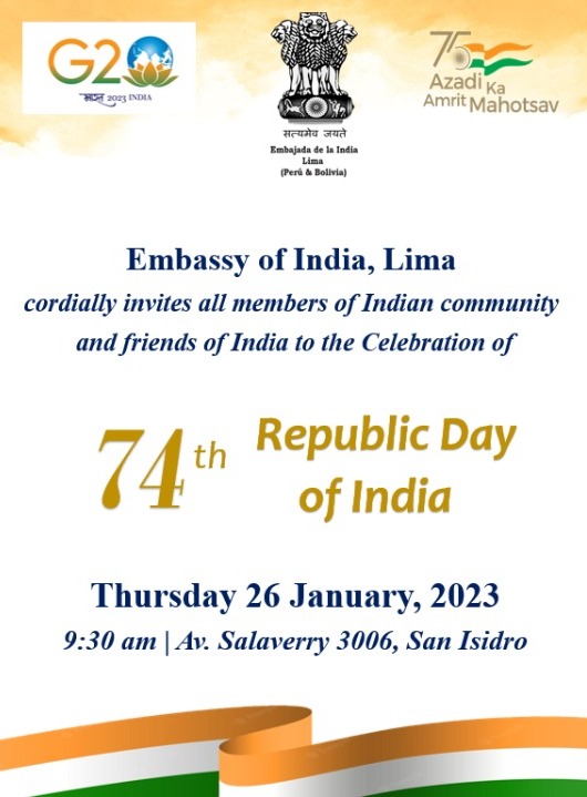 Celebration of 74th Republic Day by Embassy of India, Lima